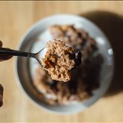 Picture Of Spoon Of Breakfast Cereals With Milk